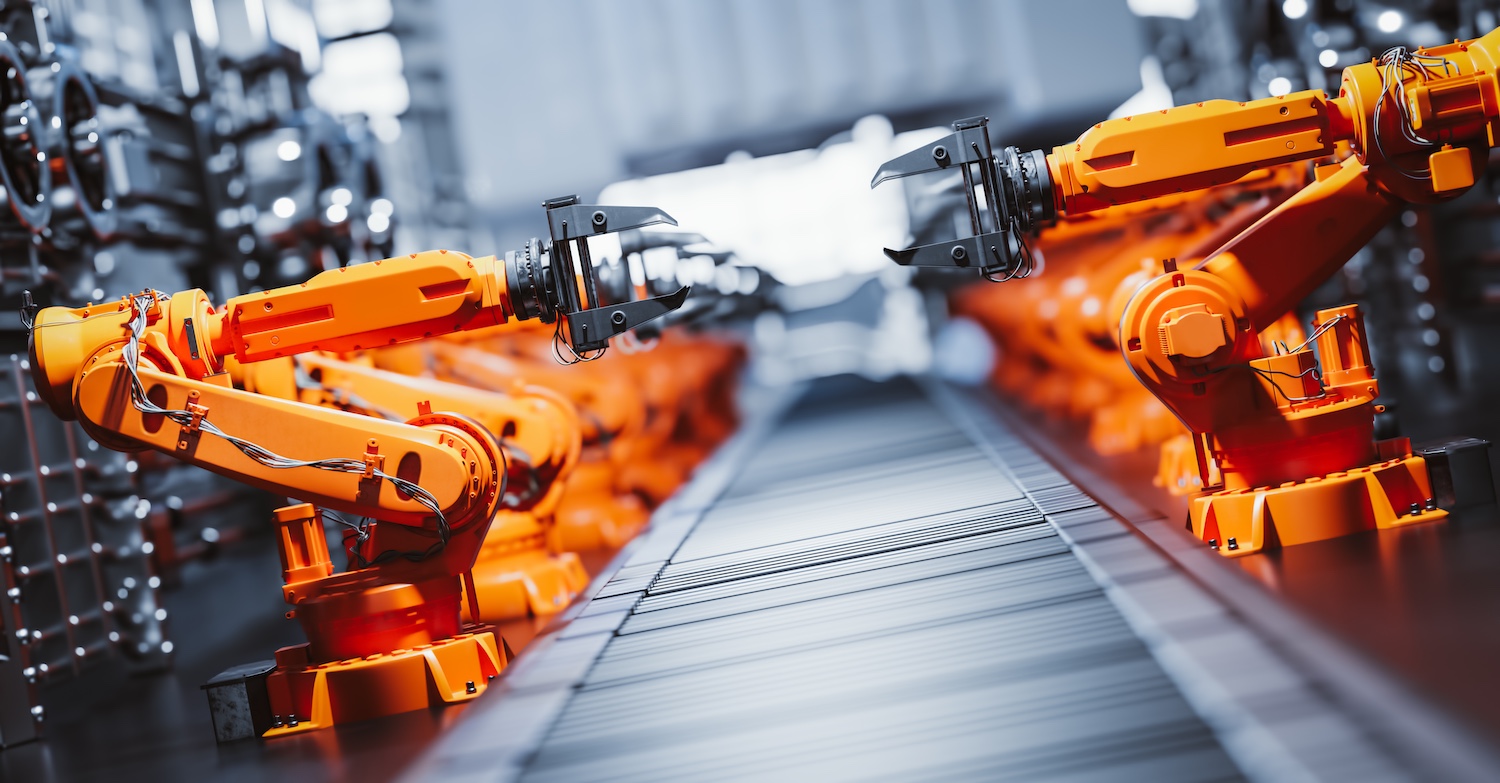 robotic arms along assembly line in modern factory 2025 04 01 07 50 50 utc